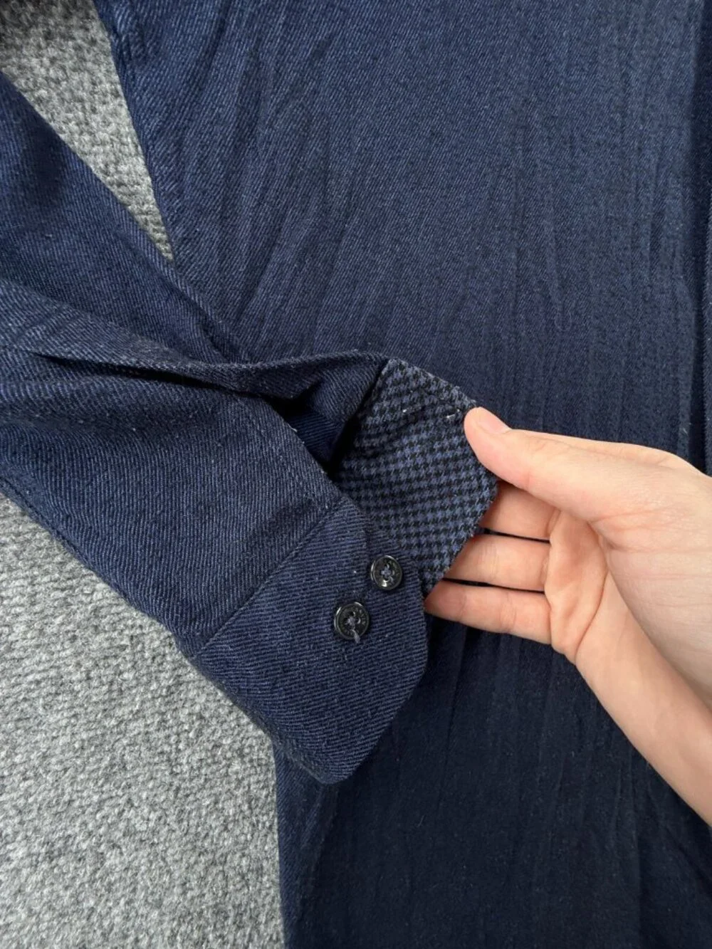 Lanvin Collection Dark Blue Flannel Soft Button Up Shirt Long Sleeve Size 100